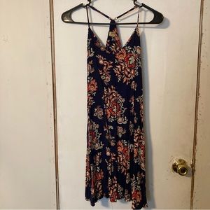 True Craft Navy Floral Flowy Dress